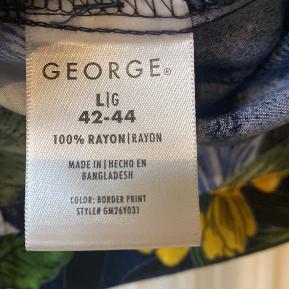 GEORGE l Men’s Short-Sleeve l Rayon l Button-down l Casual l Vibrant Blue l Sz L - Picture 4 of 13